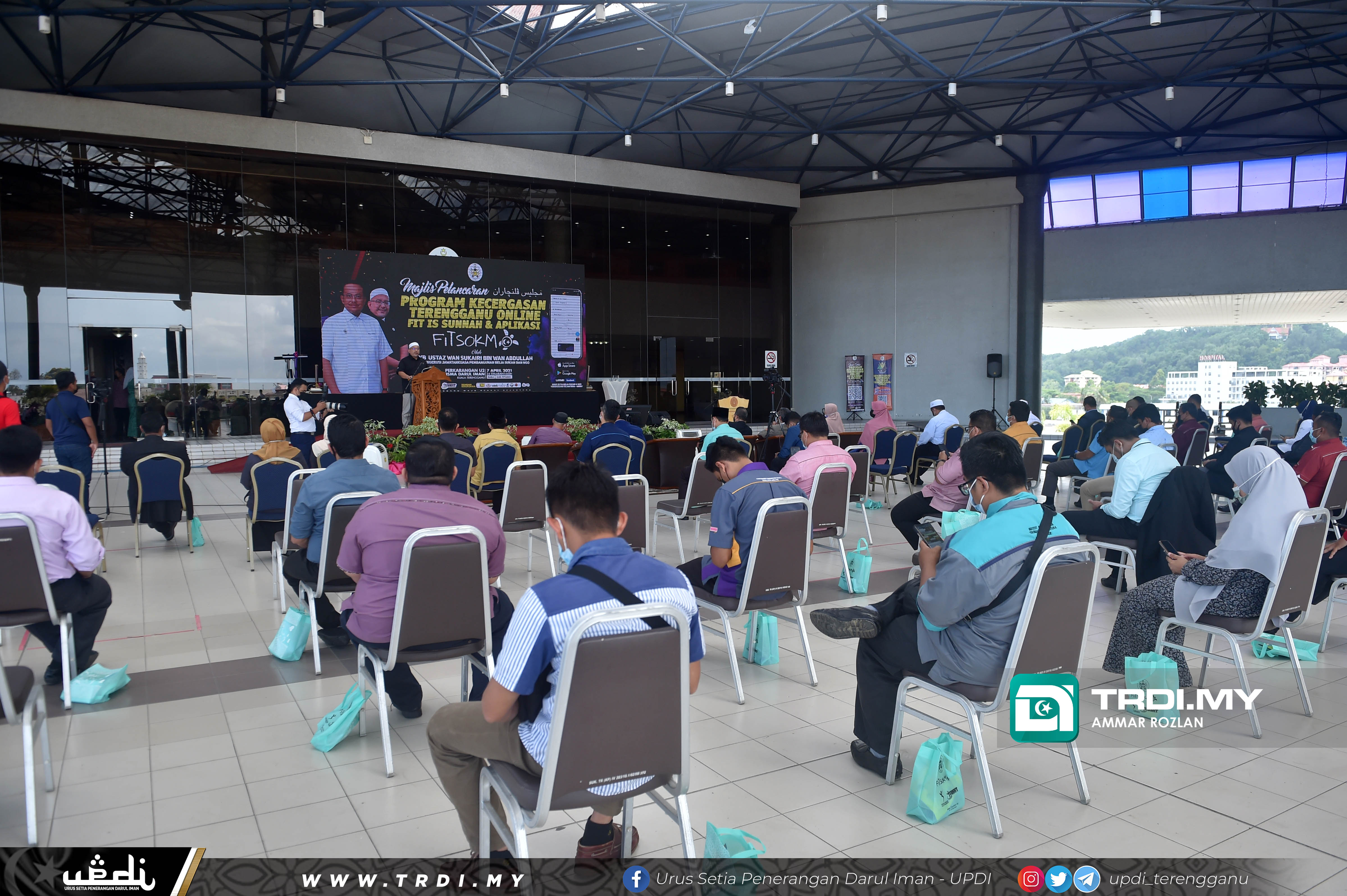 YB Ustaz Wan Sukairi menghadiri Majlis Pelancaran Program Kecergasan Terengganu Online Fitssunnah Aplikasi Fitsokmo di Dewan Perkarangan U2, Wisma Darul Iman.