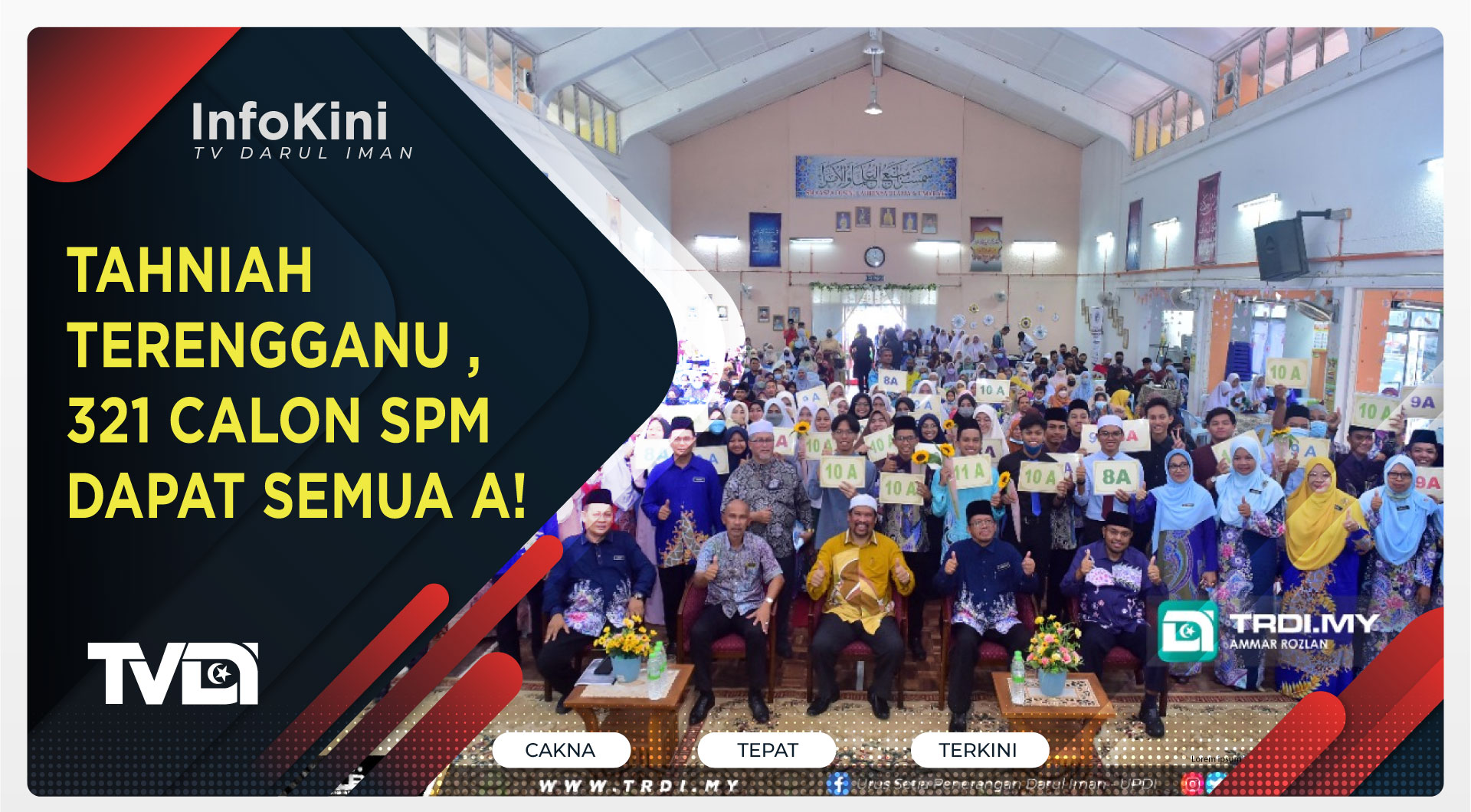 Tahniah Terengganu, 321 Calon SPM Dapat Semua A!