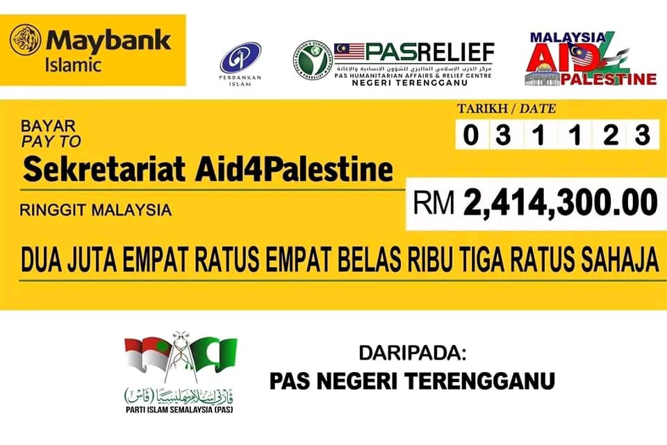 Rakyat Terengganu Sumbang RM2 Juta Lebih Kepada Palestin