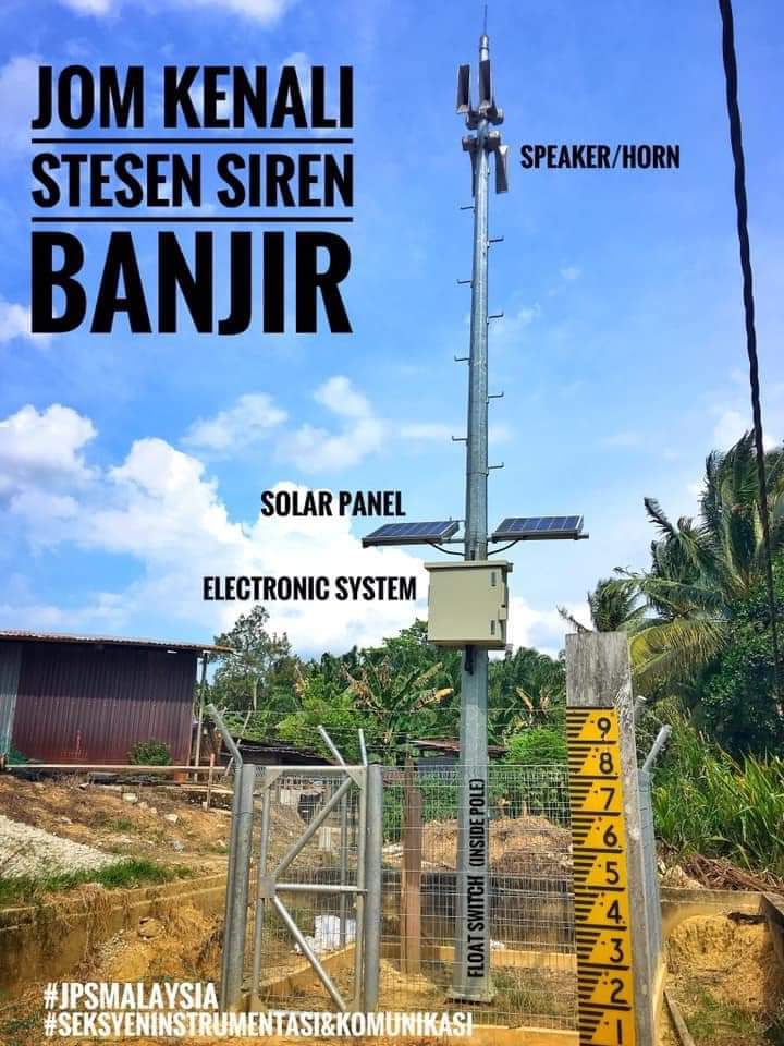 JPS Giat Tambahbaik 17 Siren Amaran Banjir di Terengganu