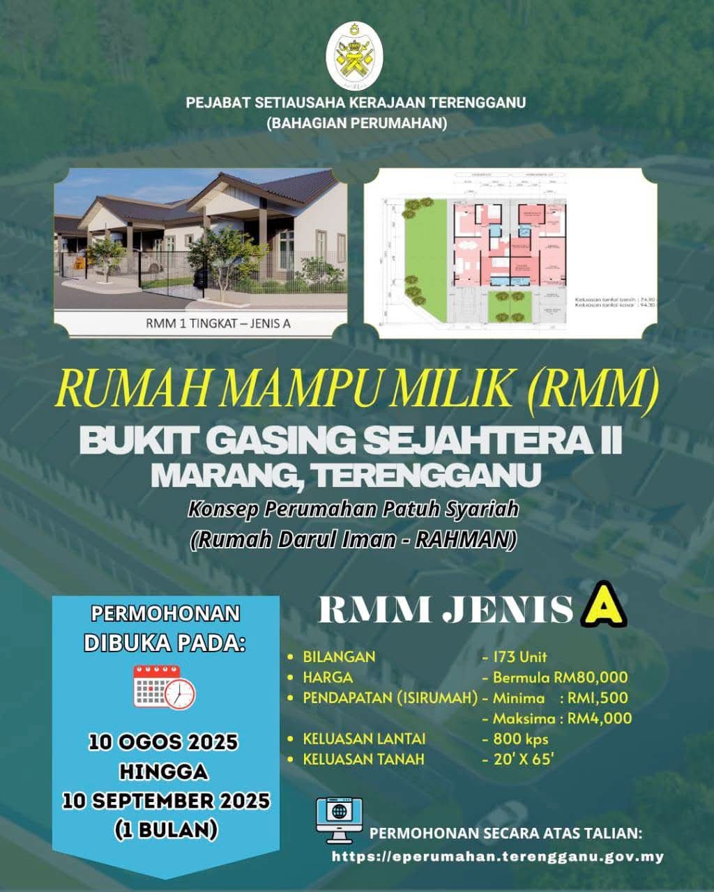 Peluang Rakyat Terengganu Miliki Rumah Serendah RM80,000