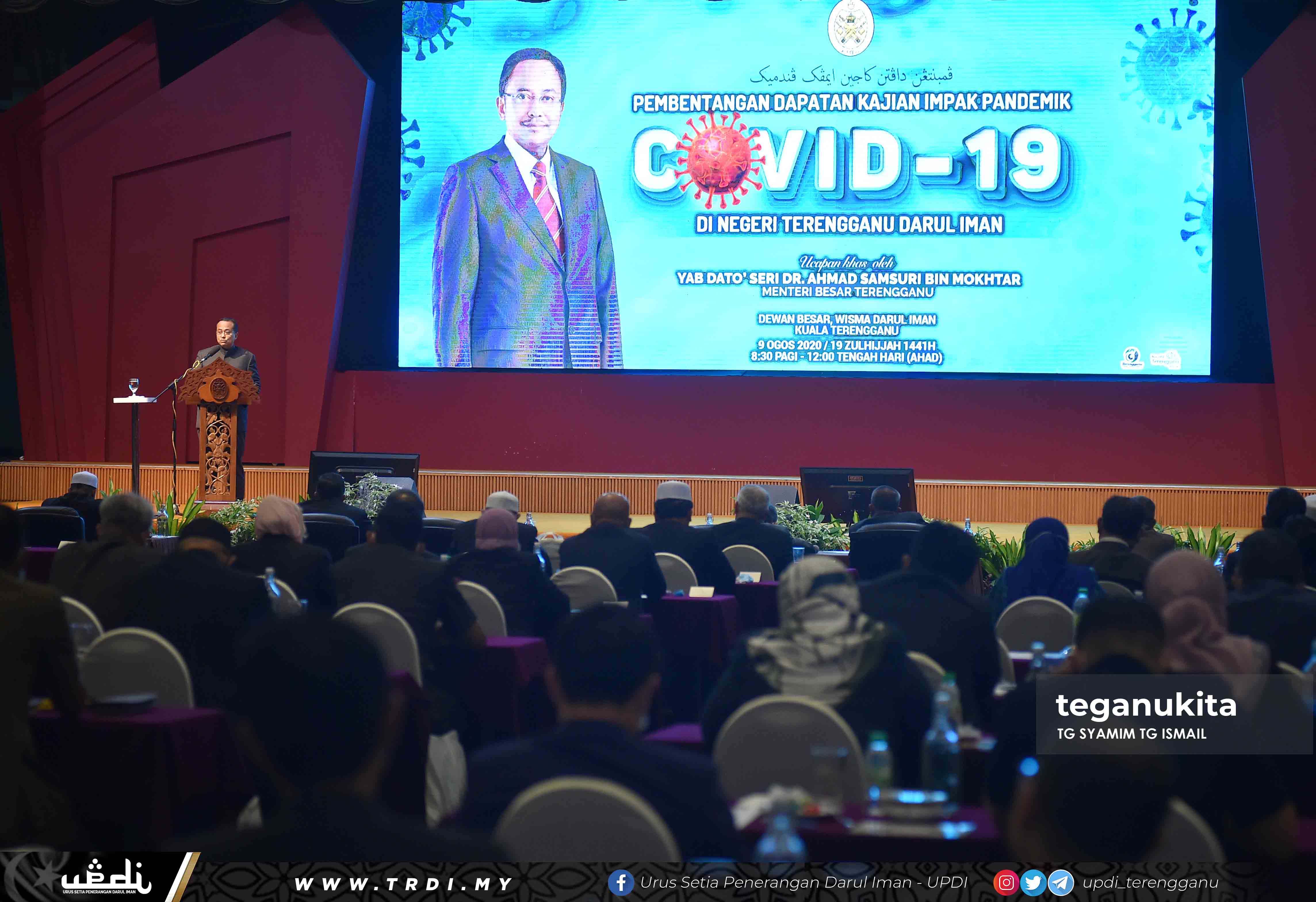 YAB Menteri Besar menghadiri Program Pembentangan Dapatan Kajian Impak Pandemik COVID-19 Di Terengganu di Dewan Besar, Wisma Darul Iman.