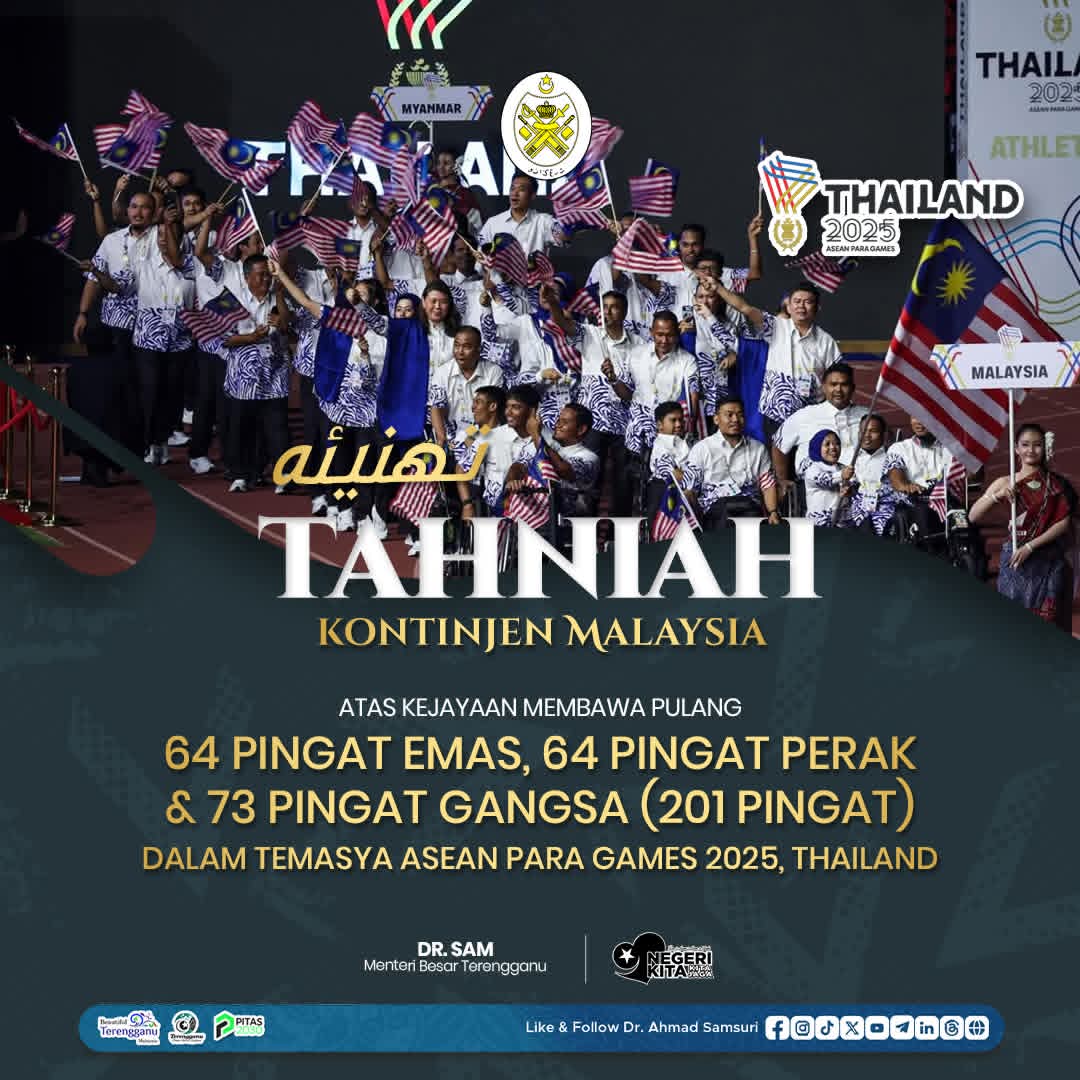Terengganu Bangga Anak Jati Negeri Sumbang Pingat di Sukan Para ASEAN 2025