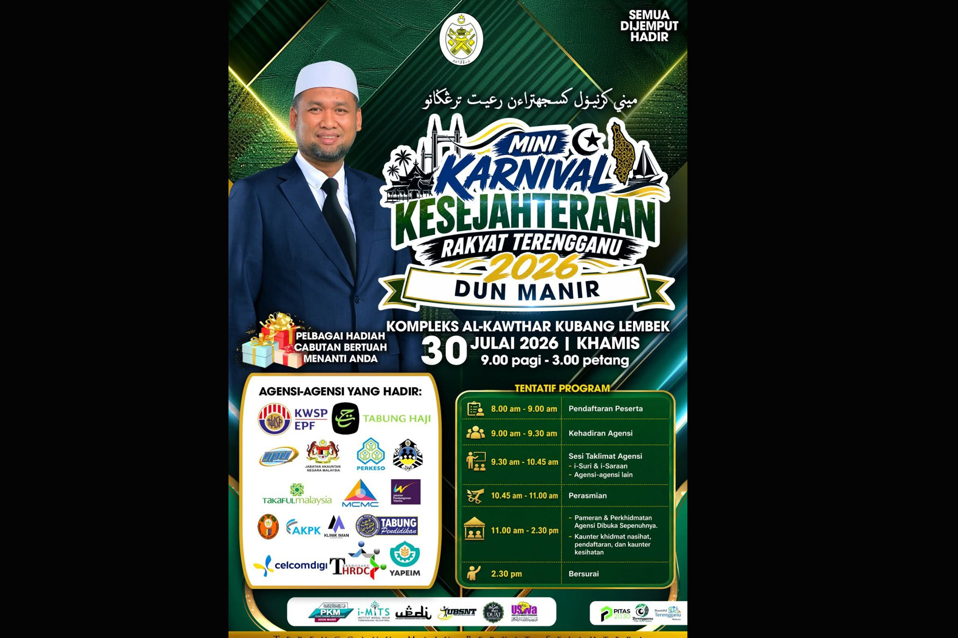 Mini Karnival Kesejahteraan Rakyat Terengganu DUN Manir Bakal Himpunkan Pelbagai Agensi