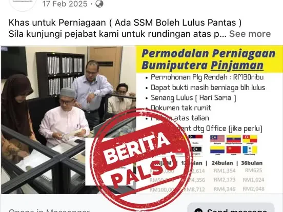 Pejabat Ahli Parlimen Kuala Terengganu Nafi Terlibat Dalam Iklan Pinjaman Tidak Sah