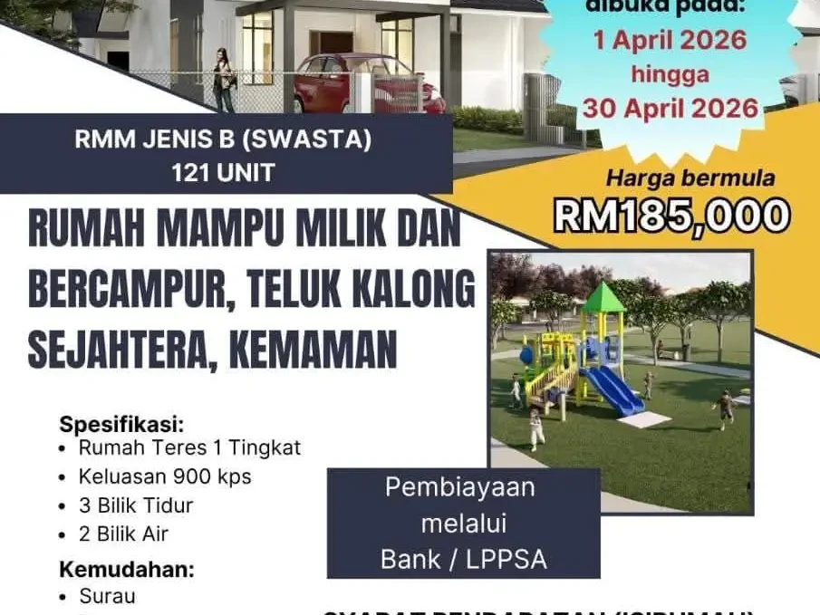 Permohonan Rumah Mampu Milik Teluk Kalong Dibuka April Ini