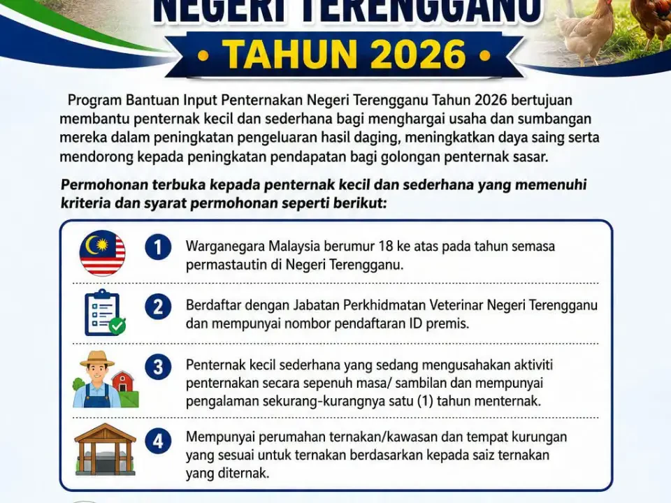 Penternak Terengganu Boleh Mohon Bantuan Input Penternakan Mulai 9 Ogos