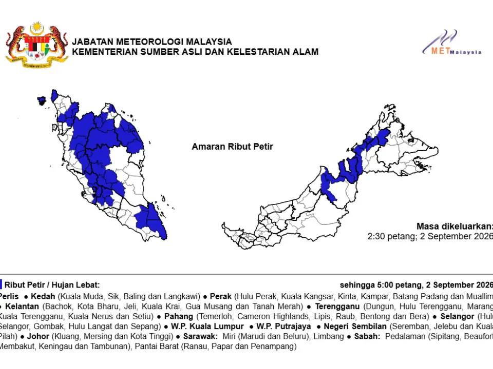 Ribut Petir, Hujan Lebat Landa Beberapa Negeri Termasuk Terengganu
